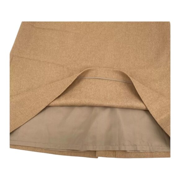 VTG. Talbots 12p Camel Hair A-Line Maxi Skirt Leather Trim 90s Brown - Picture 2 of 7